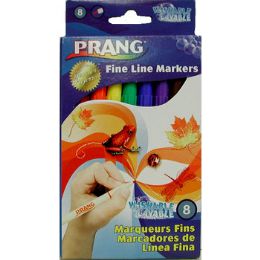 72 Pieces Washable Fine Line Markers - 8 Ct - Asst. Colors - Markers