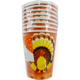 60 Bulk Thanksgiving Paper Cups - 8 Count