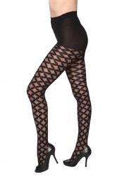 12 Pairs Black Sheer Squiggle Beverly Rock Tights One Size - Womens Tights