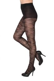 24 Pairs Black Sheer Animal Stripe Beverly Rock Tights One Size - Womens Tights
