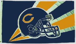 4 Wholesale 3' X 5' Chicago Bears Nfl Licensed Flag, Helmet Design, American Made Flag With Grommets