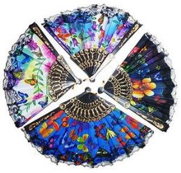 120 Pieces Butterfly, Flowers And Lace Folding Hand Fans - Home Decor