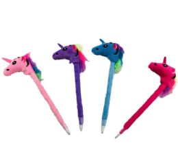 12 Wholesale 7.5" Pen With Unicorn Top