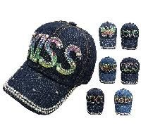 72 Wholesale Toddler Denim Hat With Bling [assortment] 19"