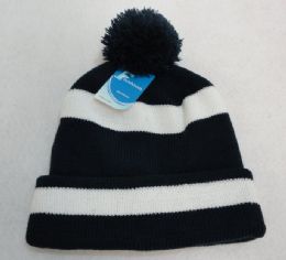 12 Pieces DoublE-Layer Knitted Hat With Pompom [navy/white] - Fashion Winter Hats