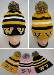 12 Pieces Knitted Toboggan With Pompom [wv] - Fashion Winter Hats