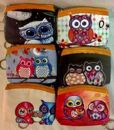 12 of Wholesale Coin Purse With Zipper Assorted Owl Design