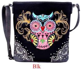 Wholesale Wholesale Western Cross Body Sling Purse With Colorful Owl Black