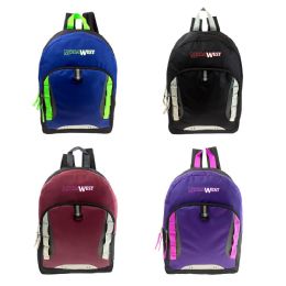 24 Wholesale Backpack In 4 Assorted Colors 17"