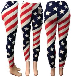 24 Wholesale American Flag All Over Print Legging One Size