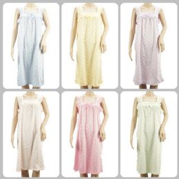 24 Wholesale Women Pajama Night Gown Small Flower Print Assorted