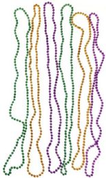 288 Wholesale Round Bead Mardi Gras Necklace, 48" Length