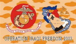 96 Wholesale 3' X 5' Polyester "iraqi Freedom" Marines Flag, With Grommets.