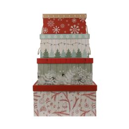 4 Pieces 4-Piece Christmas Gift Box Set - Christmas Gift Bags and Boxes