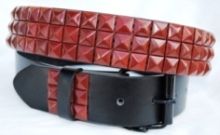12 Wholesale Pyramid Studded Red Belt