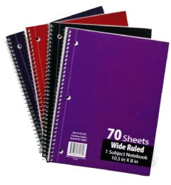 60 Wholesale 60 1-Subject Wide Ruled School Notebooks - 70 Pages 