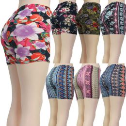 36 of Women's Stretchy Shorts - Assorted Prints