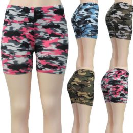 36 Wholesale Women's Stretchy Shorts - Camouflage Printsts
