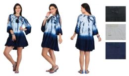 48 Wholesale Women's Rayon Cold Shoulder Short Dresses - Assorted Colors - One Size Fits Most