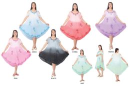 48 Wholesale Women's Ombre Dye Rayon Off Shoulder Dresses With Stitching - Assorted Colors - One Size Fits Most