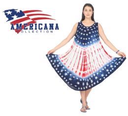 36 Wholesale Women's Rayon Dresses - Americana Flag Prints - One Size Fits Most