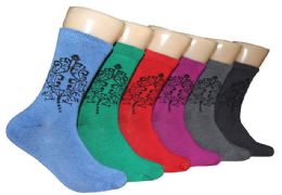 360 Wholesale Women's Novelty Crew Socks - Solid Colors - Size 9-11