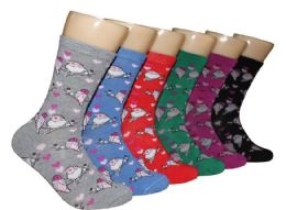 360 Wholesale Women's Novelty Crew Socks - Heart Print - Size 9-11