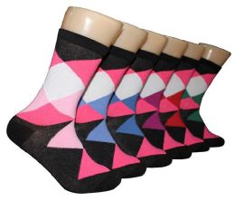 360 Pairs Women's Novelty Crew Socks - Argyle Print - Size 9-11 - Womens Crew Sock