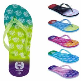 75 Wholesale Women's Flip Flops With/ Dual Layer Heel & Sparkle Straps - Apple Print