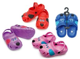 48 Bulk Toddler's Dog Clogs - Assorted Colors