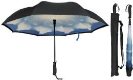 6 Wholesale 46" AutO-Open Inverted InsidE-Out Umbrellas - Cloud Print