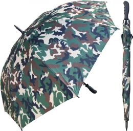12 Wholesale 60" AutO-Open Camoflauge Print Umbrellas With Rubber Handle