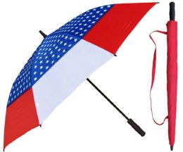 3 Wholesale 60" Usa American Flag Print Wind Buster Golf Umbrellas With/ Foam Handle