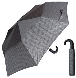 12 Wholesale 44" AutO-Open Mini Umbrellas With/ Hook Handle - Assorted Grey Prints