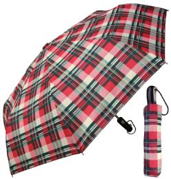 12 Wholesale 43" AutO-Open/close Super Mini Umbrellas - Assorted Plaid Prints