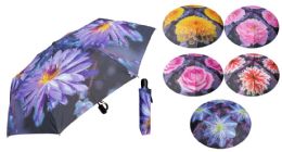 6 Wholesale 43" AutO-Open/close Mini Umbrellas - Assorted Floral Prints