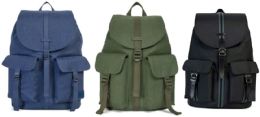 24 Wholesale 17.5" Cotton Canvas Backpacks W/ MultI-Pockets - Assorted Colors