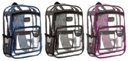 24 Wholesale 16" Clear Backpacks - Double Compartments