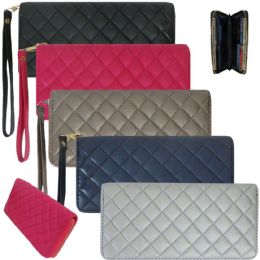 36 Wholesale Women's Quilted Faux Leather Wallets With/ Wristlet