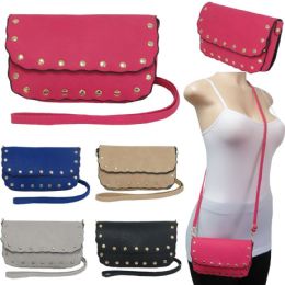 36 Wholesale Scalloped Edge Crossbody Bags With/ Studded Adornment