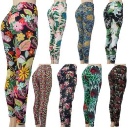 96 Pieces Women's Fashion Leggings - Assorted Floral Prints - Womens Leggings