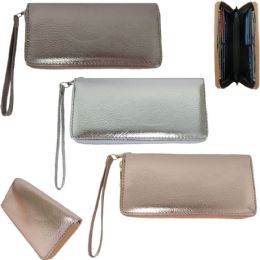 36 Wholesale Metallic Faux Leather Wallets With/ Removable Wristlet