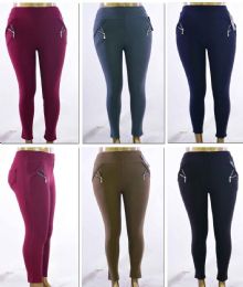 72 Pieces Women's Plus Size PulL-On Pants With/ Side Zipper - Assorted Colors - Sizes 1X-3x - Womens Leggings