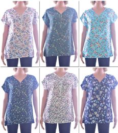 72 of Women's Fashion Tops With/ Front Zipper - Floral Prints - Sizes MediuM-Xxl