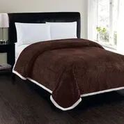 4 Wholesale Corduroy Sherpa Blanket In Chocolate Queen Size