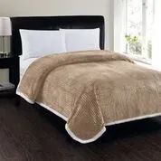 4 Wholesale Corduroy Sherpa Blanket In Taupe Queen Size
