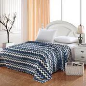 12 Pieces Camesa Blankets Twin Size In Navy Zig Zag - Blankets & Bedding