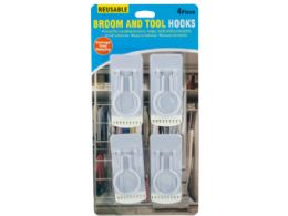 24 Wholesale SelF-Adhesive Broom & Tool Hooks Set