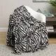 12 Wholesale Zebra Print Blanket In Black And White Queen Size