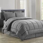 3 Wholesale 8 Pieces Embossed Vine Comforter Set Queen Size In Grey